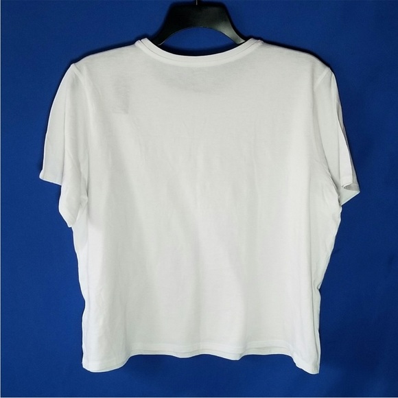 Express White Short Sleeve Skimming Pearl Neckline Detail T- Shirt Top - Picture 4 of 9